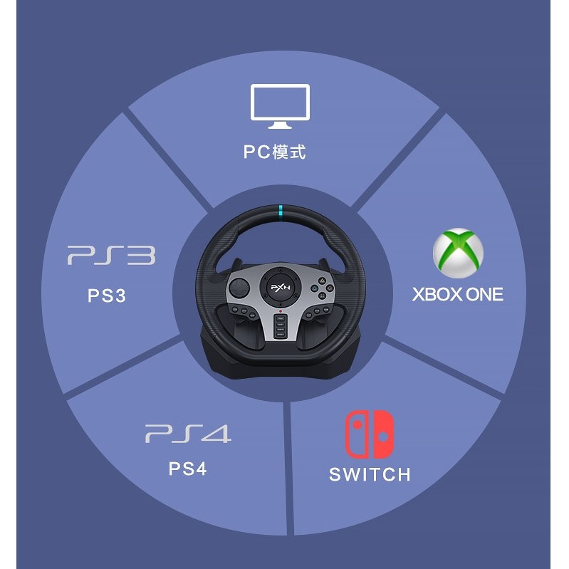 Vô lăng chơi game PXN V9 Gaming Racing Wheel - Vô lăng 270/900 độ , pedal chân côn , số