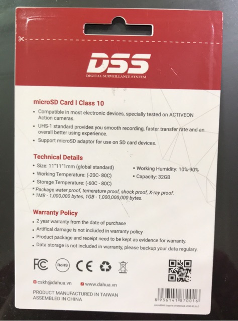Thẻ nhớ 32G chính hãng Dahua MicroSD 32GB | BigBuy360 - bigbuy360.vn
