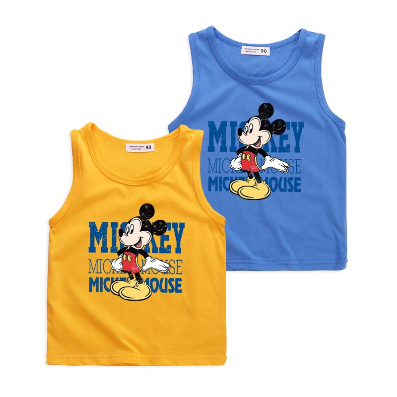 Áo Thun Cotton Sát Nách In Hoạt Hình Chuột Mickey 8 Màu Lựa Chọn Cho Bé
