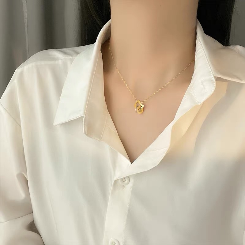 Dây chuyền thép titan mặt chữ D thời trang dành cho nữ