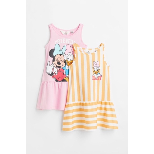 Set 2 váy sát nách Minnie HM siêu xinh cho bé gái, chất cotton mềm mặc rất thích