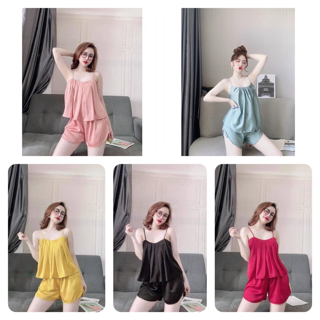 Set Bộ Hai Dây Xếp Ly Vải Lụa Satin Cao Cấp Freesize Dưới 60kg Nguyên Khánh Store