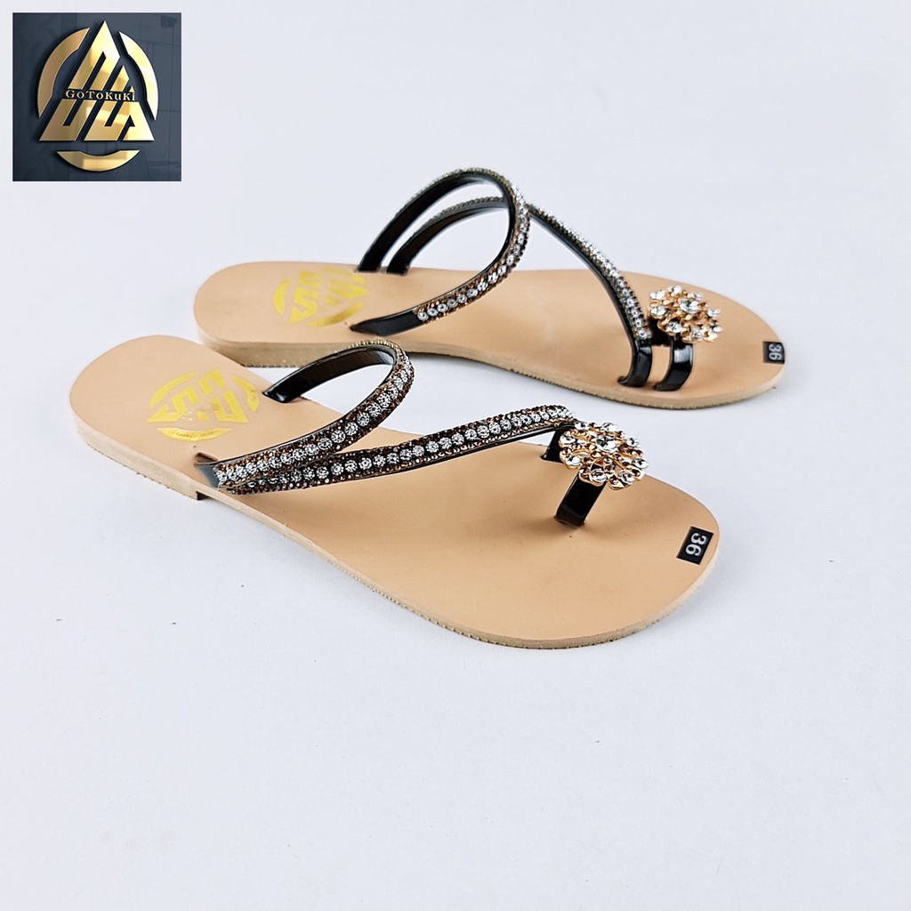 Dép xỏ ngón nữ quai chéo đính đá GoToKuKi cực dễ thương DB_06