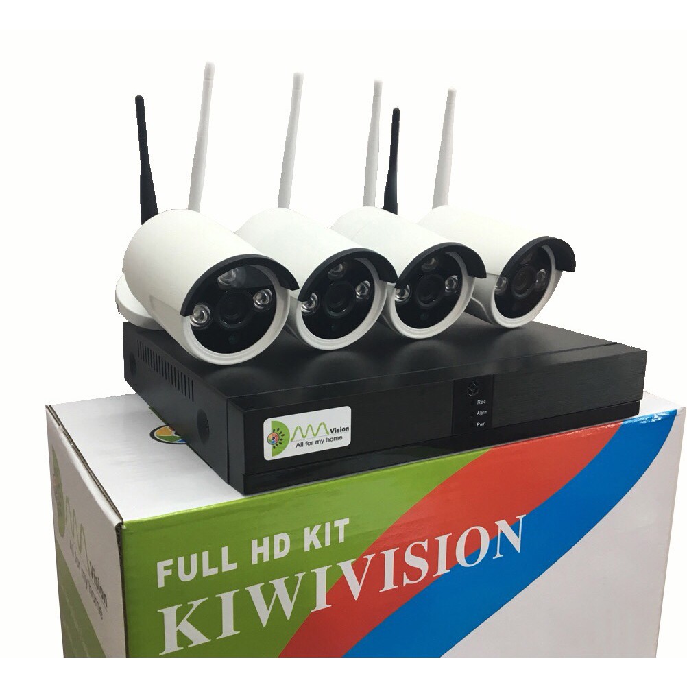 Bộ Camera KIWIVISION NVR4200 Wifi NVR Kit 4 Mắt Camera 2.0M Full HD 1080P + ổ cứng 500G và đầy đủ phụ kiện lắp đặt .