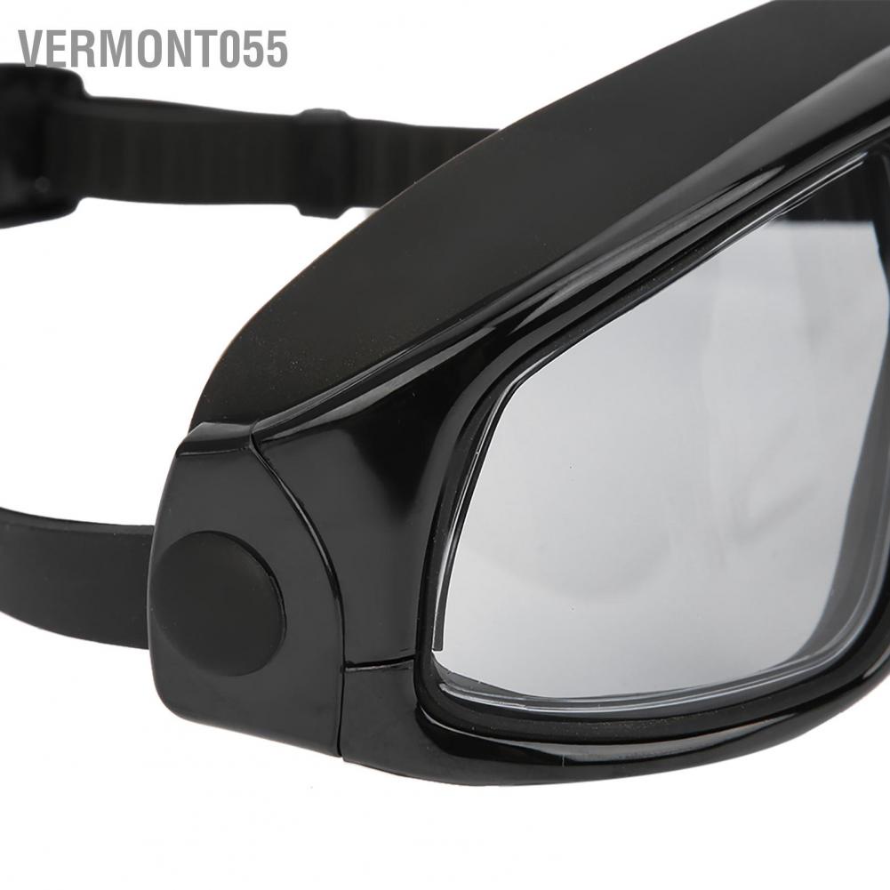 Hàng Hot Kính bơi khung lớn mạ điện Chống sương mù Silicone Bơi cận thị độ nét cao Hàng giao ngayVermont055