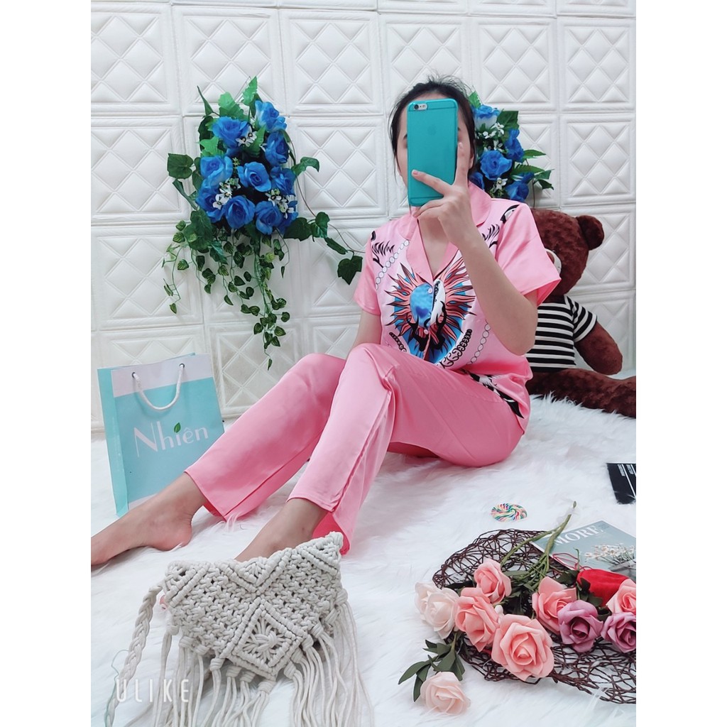 BỘ PIJAMA SATIN TAY NGẮN QUẦN DÀI CHÂN BÔNG MS20 | BigBuy360 - bigbuy360.vn