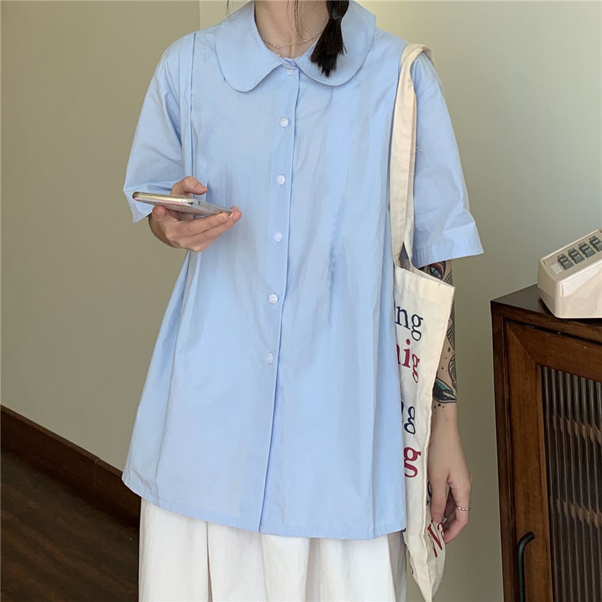 new loose Doll collar Regular t-shirt