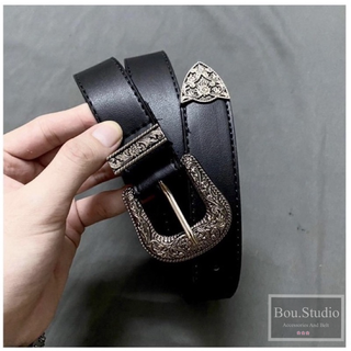 Thắt lưng belt hoạ tiết cổ điển ánh kim điêu khắc đơn giản thời trang nam va nữ [Bou.studio]