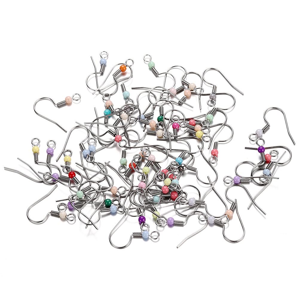 50 Chiếc Bông Tai Dạng Móc Xỏ Hạt Đầy Màu Sắc Bằng Thép Không Gỉ