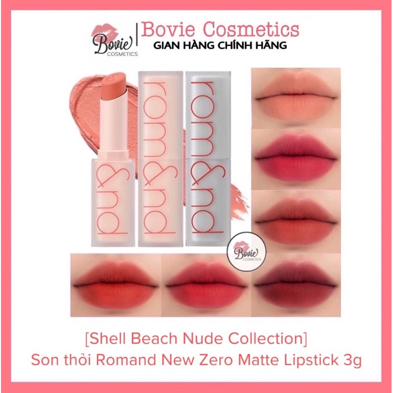 [Shell Beach Nude Collection] Son thỏi Romand New Zero Matte Lipstick 3g