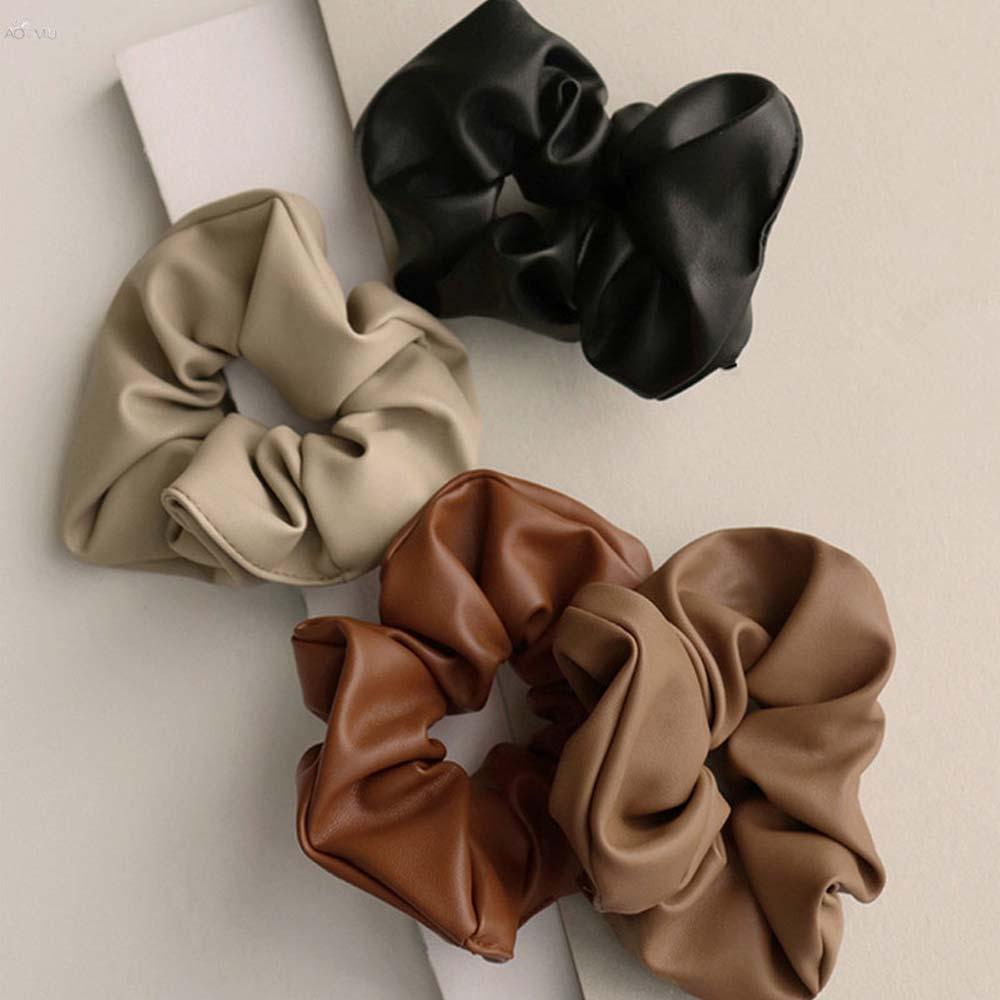 Dây Buộc Tóc Bằng Da PU WMES15H Phong Cách Pháp Cổ Điển Dễ Thương