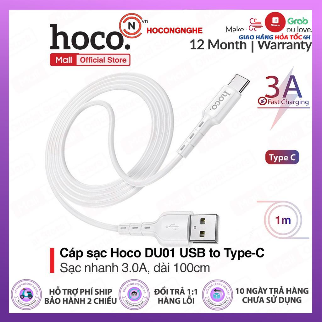 🌟CHÍNH HÃNG🌟 Cáp sạc và truyền dữ liệu Hoco DU01 USB to Micro/Lightning/Type-C sạc nhanh 2.4A/3A dài 100cm {BH ĐỔI MỚI}