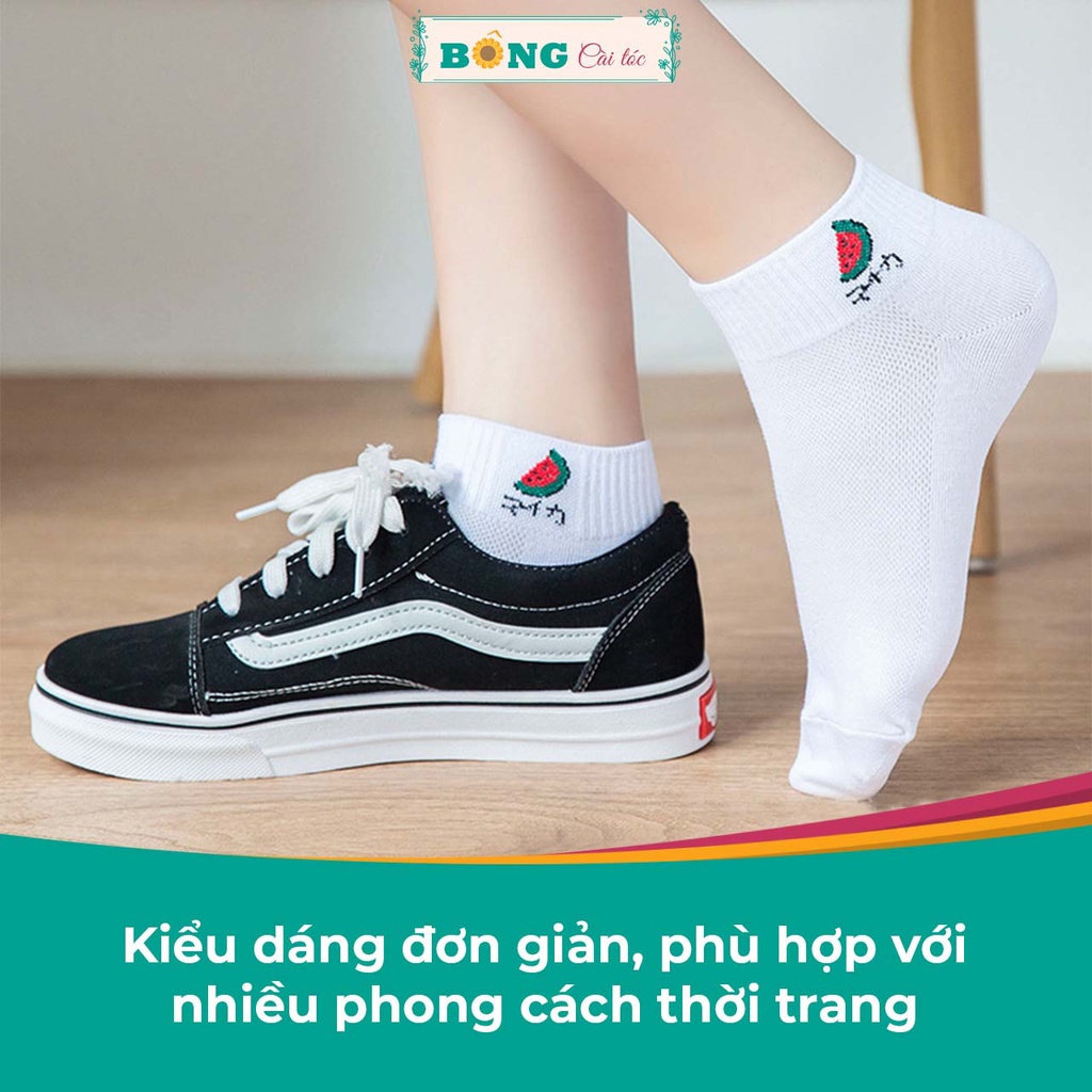 Tất nam nữ cổ ngắn họa tiết trái cây thời trang phong cách Hàn Quốc TC10 - Vớ BÔNG Cài Tóc