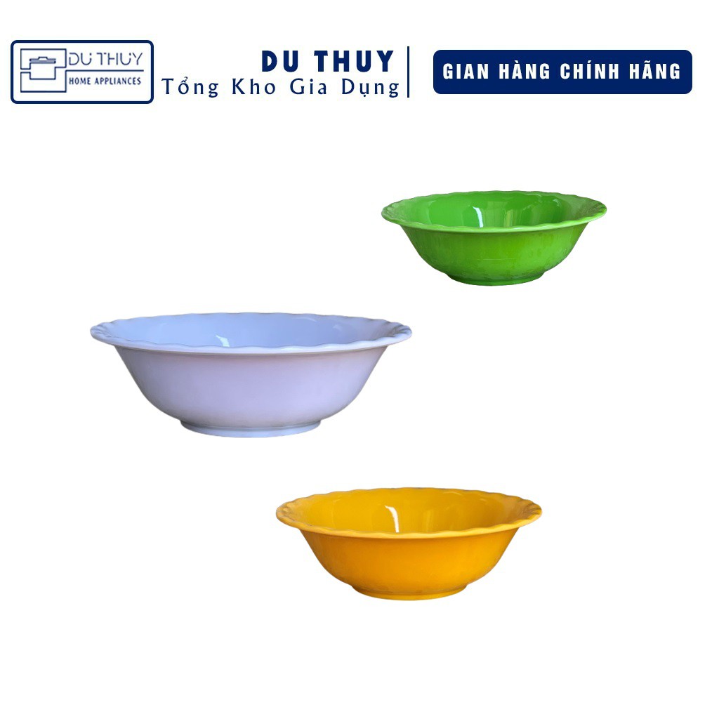 Tô cạn 7’’ nhựa vĩnh hòa, đường kính 18cm, màu trắng, vàng, xanh, đủ bông, nhựa bền bỉ, an toàn của gia dụng Du Thủy | BigBuy360 - bigbuy360.vn