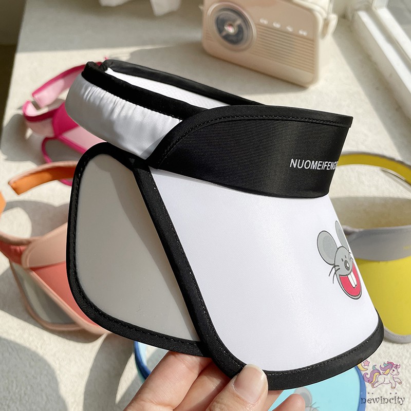 Mũ rộng vành hở chóp che nắng chống tia UV họa tiết hoạt hình phong cách Hàn Quốc thời trang dành cho trẻ em