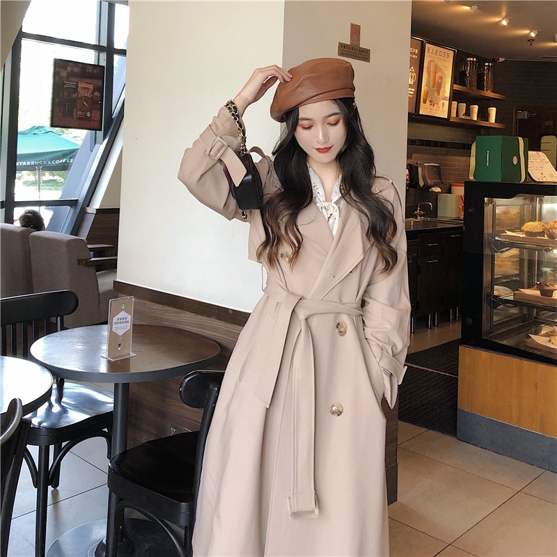 Áo khoác ulzzang măng tô hàn quốc hai màu freesize