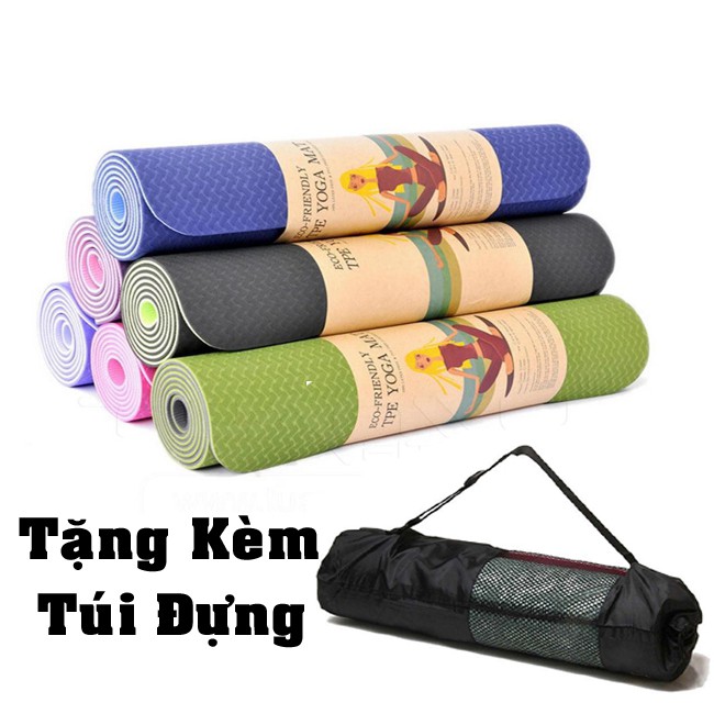 ComBo 2 Sản phẩm tập Gym tại nhà đa năng con lăn tập bụng và thảm tập yoga TPE 2 lớp cap cấp