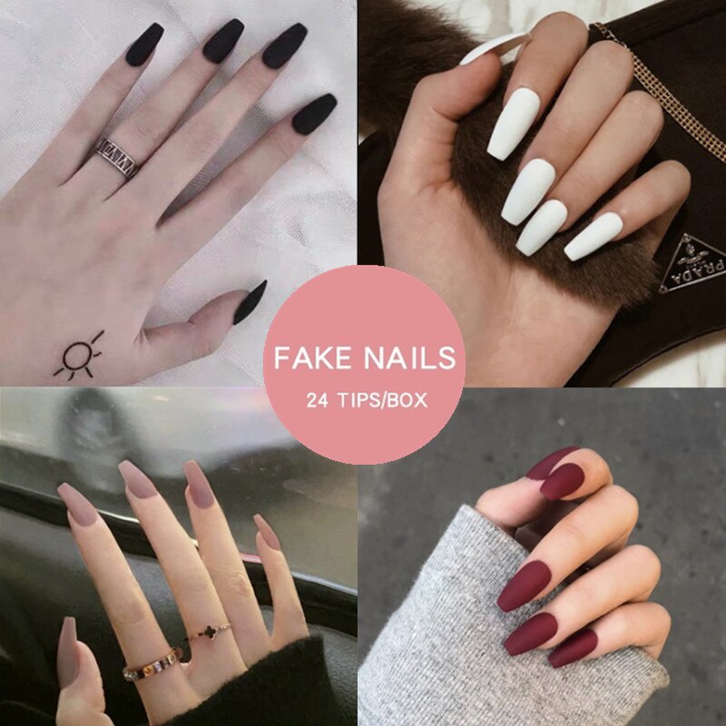 Set of 24 Fashion Colorful False Nails