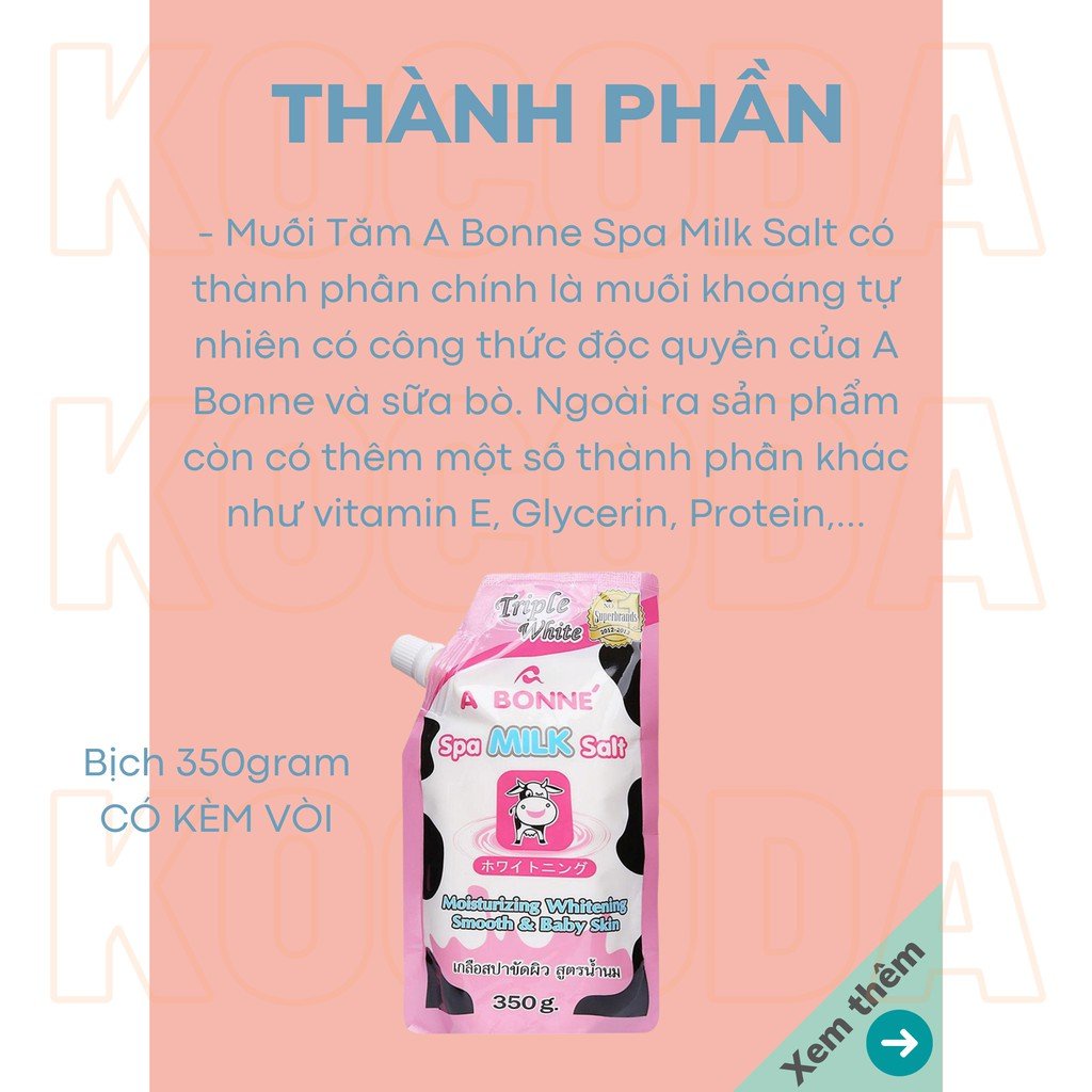 Muối Tắm Sữa Bò Tẩy Tế Bào Chết A Bonne Spa Milk Salt Thái Lan 350gr