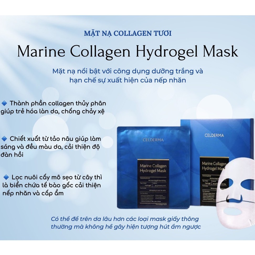 Mặt Nạ Celderma Marine Collagen Hydrogel Mask Màu xanh dương