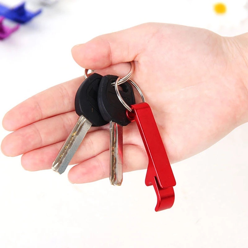 Dụng cụ cụ khui mở nắp chai bia, Móc chìa khóa mini 2in1 đa năng nhiều màu dễ thương