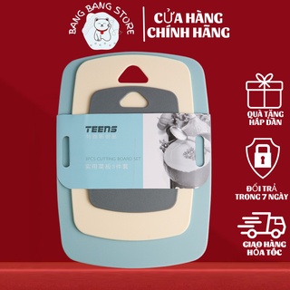 Bộ 3 thớt nhựa lúa mạch nhà bếp cao cấp, 3 kích thước, nhựa PP kháng khuẩn, chống xước, trơn trượt, tiện dụng
