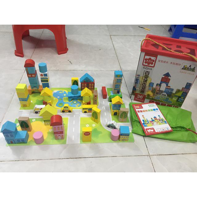 Xếp hình thành phố tương lai bằng bằng gỗ giá xưởng
