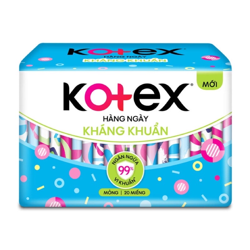 BĂNG VỆ SINH KOTEX HÀNG NGÀY KHÁNG KHUẨN (8-20 Miếng)