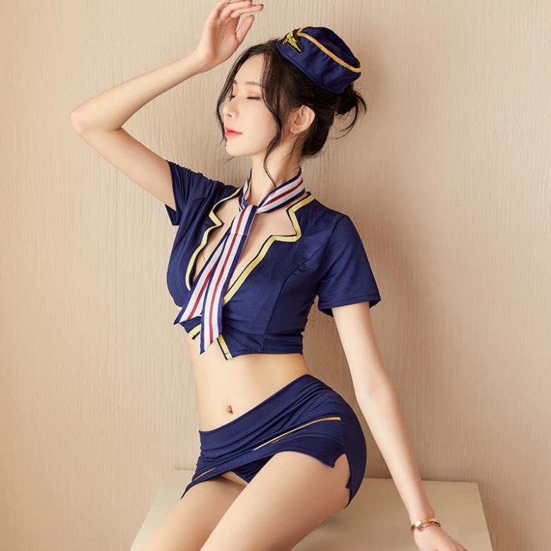 Bộ đồ ngủ cosplay nữ tiếp viên hàng không sexy đầy đủ phụ kiện 4102