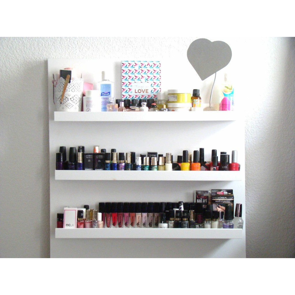 Kệ Nail treo tường - Kệ để sơn móng tay gỗ lõi xanh chống ẩm bộ 3 thanh ngang 1m (Đen) | BigBuy360 - bigbuy360.vn