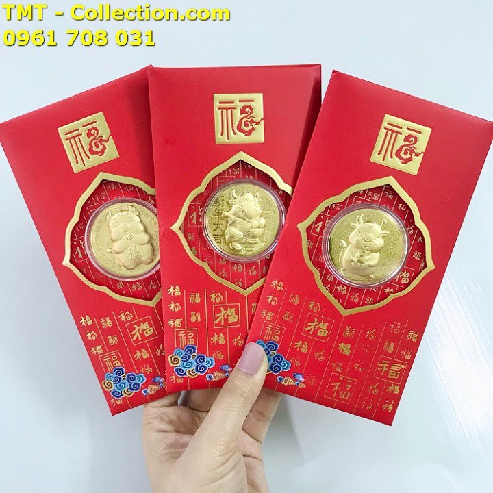 Bao lì xì đồng xu con Trâu cute mạ vàng 2021 (mẫu giao ngẫu nhiên) -SP005044 | BigBuy360 - bigbuy360.vn