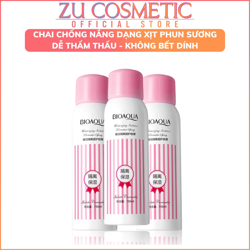 Kem chống nắng dạng xịt Bioaqua, Xịt chống nắng body nâng tone chống nước hiệu quả Zu Cosmetics