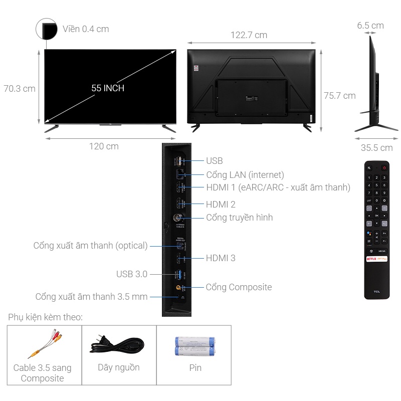 Smart Tivi TCL 55inch QLED 4K 55C726 Mới 2021 | BigBuy360 - bigbuy360.vn