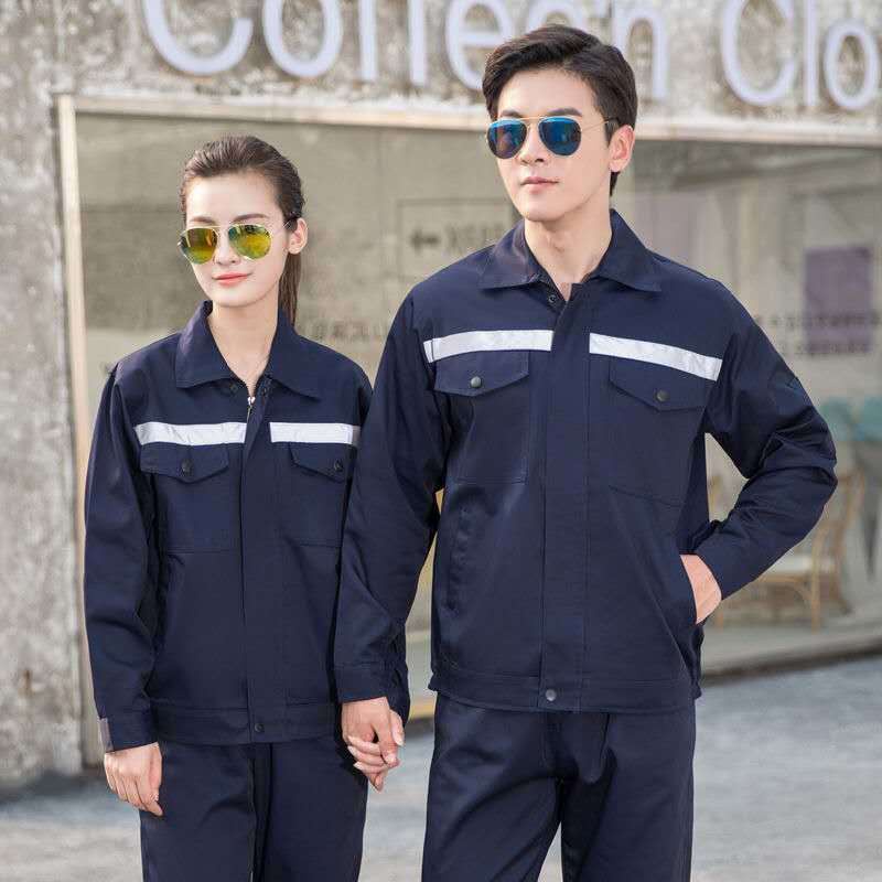 Bộ quần áo bảo hộ lao động tay dài kẻ sọc phản quang dành cho nam và nữ