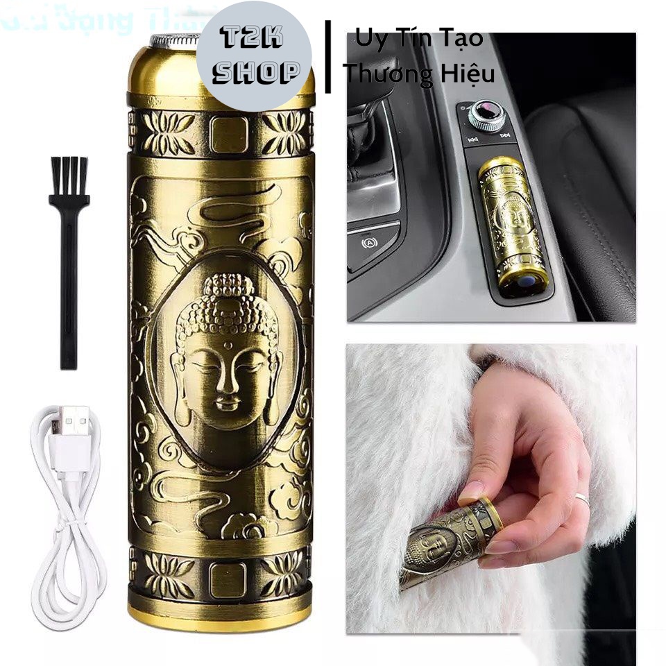 Máy Cạo Râu Mini Đa Năng Vỏ Đồng, Sạc USB, Nhỏ Gọn Bỏ Túi, Cạo Sạch Nhanh Tiện Lợi - T2K Shop