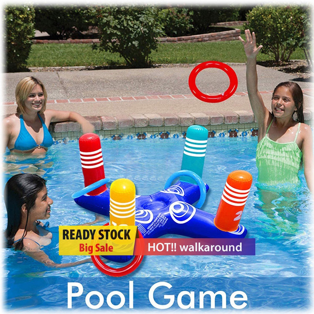 walkaround Inflatable Cross Ring Toss Game Inflator Beach Floating Party Game Kit