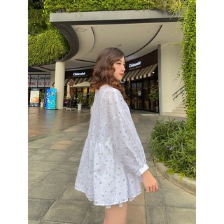 Áo babydoll hoa xanh