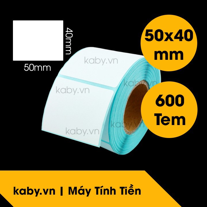 Giấy In Tem 50x40 mm - Giấy Decal Nhiệt 5x4 cm (Cuộn 600 Tem)