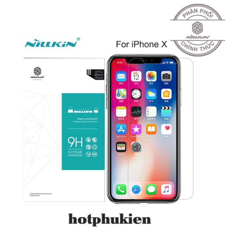 Miếng Dán cường lực iPhone X chính hãng Nillkin độ cứng 9H chống bể màn hình tuyệt đối