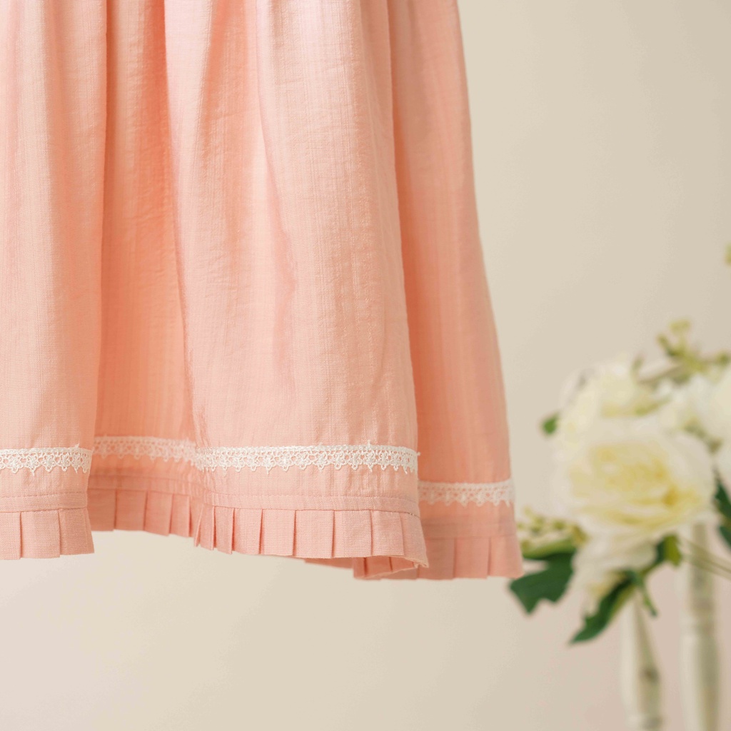 Váy Bé Gái Thiết Kế Lottie Màu Hồng Viền Ren BEBAE KIDSWEAR