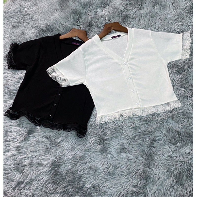 Áo CROPTOP tay ngắn ,áo CROPTOP phối ren