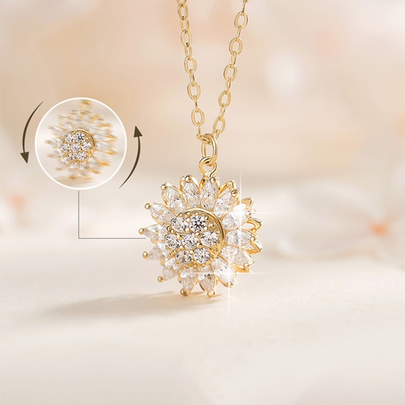 Vòng cổ Mặt Hoa Hướng Dương Đính Đá Zircon Sang Trọng