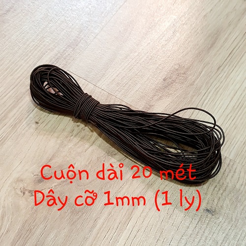 Cuộn Thun Chỉ Màu Nâu Dài 20 Mét Đường Kính Sợi 1MM Co Giãn Hợp Cho Bạn Làm Handmade Và May Mặc