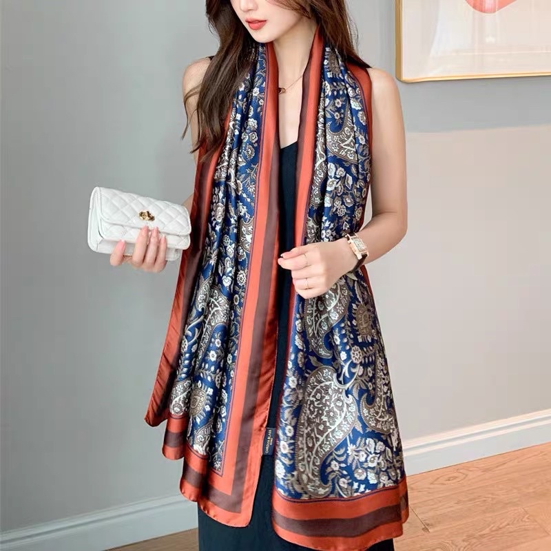 Khăn Choàng Lụa Cao Cấp Hoạ Tiết Boho Vintage Độc Lạ