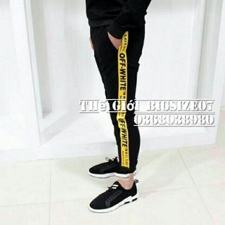 Quần jogger nam nữ line off white 40kg - 97kg