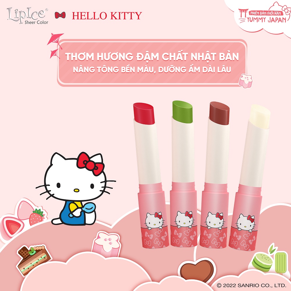 [QUÀ TẶNG] Túi đựng mỹ phẩm LipIce Sheer Color Hello Kitty đáng yêu 2022