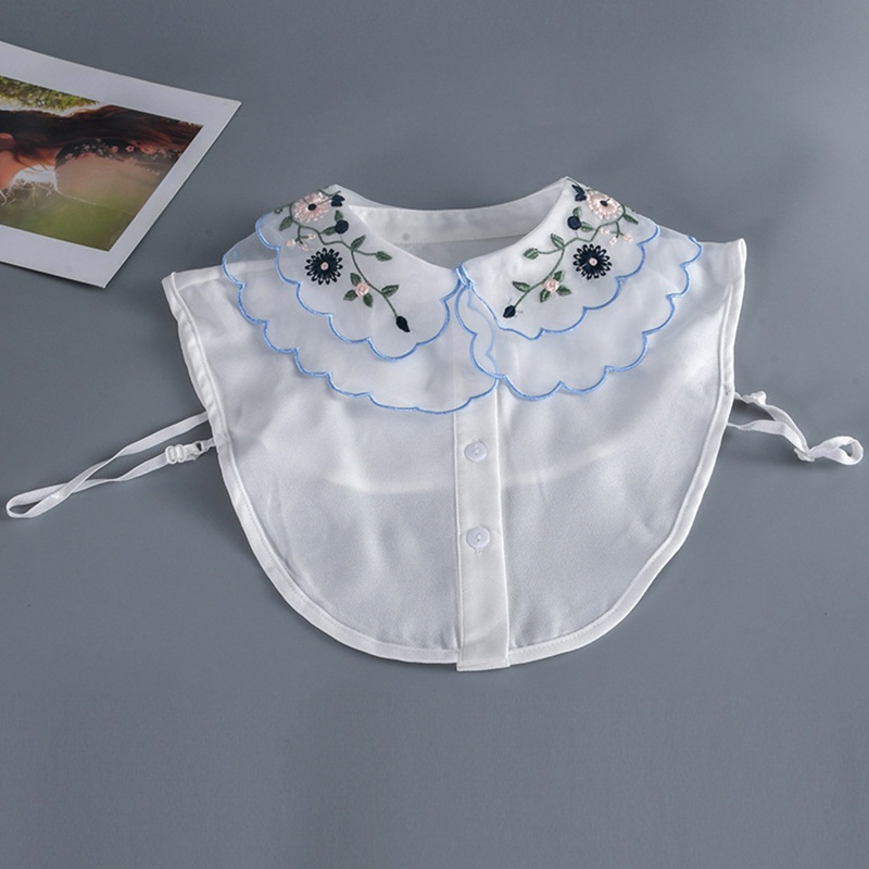 Áo Sơ Mi Lửng Cổ Bẻ Thêu Hoa Có Thể Tháo Rời Thời Trang Cho Nữ