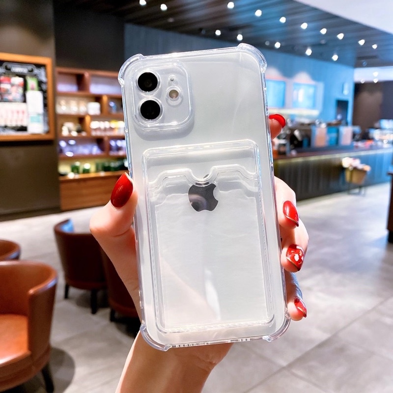 11 | 12 | 13 Pro max | Xs max | X 8 7 plus Ốp Lưng Điện Thoại Trong Suốt Chống sốc 4 góc Có Ngăn khe Đựng cài Thẻ Iphone | WebRaoVat - webraovat.net.vn