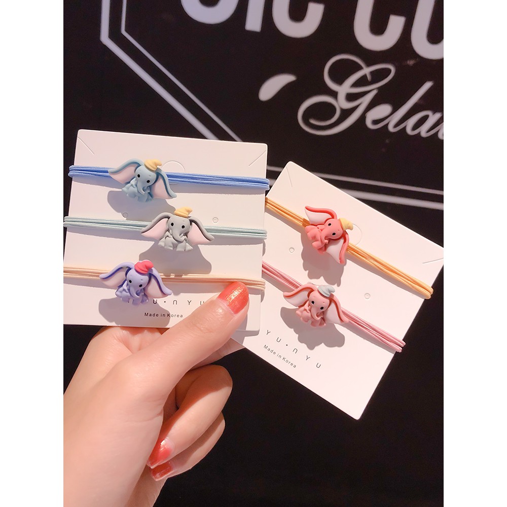 Dây buộc tóc thun buộc tóc hình chú voi nhiều màu dễ thương