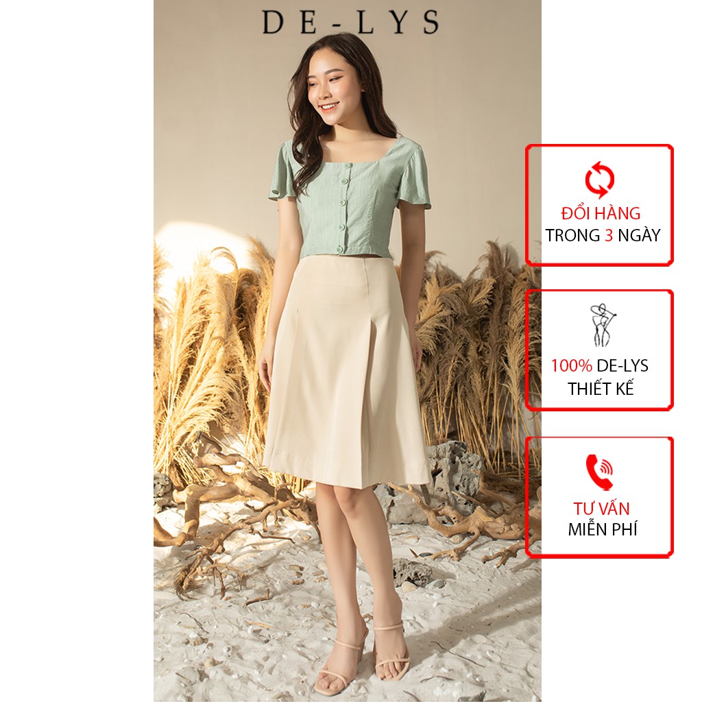 Áo croptop nữ cổ vuông & chân váy công sở chữ a Delys hàng thiết kế cao cấp